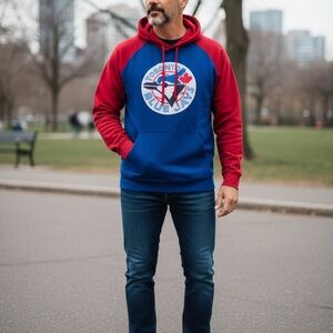 Toronto Blue Jays Raglan Hoodie MLB Colorblock Pullover